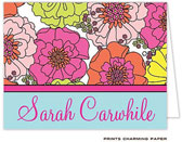 Note Cards/Stationery by Prints Charming - Bright Floral and Aqua Note (Folded)