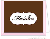Note Cards/Stationery by Prints Charming - Chocolate Brown and Pink Note (Folded)