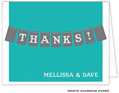 Note Cards/Stationery by Prints Charming - Teal and Gray Banner Note (Folded)