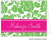 Note Cards/Stationery by Prints Charming - Pink and Green Fun Floral Note (Folded)
