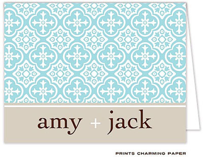 Note Cards/Stationery by Prints Charming - Aqua and Bisque Note (Folded)