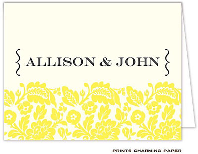 Note Cards/Stationery by Prints Charming - Vintage Yellow Floral Note (Folded)
