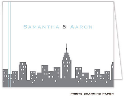 Note Cards/Stationery by Prints Charming - NYC Silhouette Blue Note (Folded)