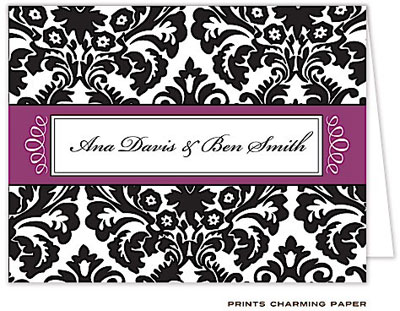 Note Cards/Stationery by Prints Charming - Damask Black and Plum Note (Folded) Note Cards/Stationery by Prints Charming - Damask Black and Plum Note (Folded)
