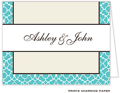 Note Cards/Stationery by Prints Charming - Turquoise and Cream Note (Folded) Note Cards/Stationery by Prints Charming - Turquoise and Cream Note (Folded)