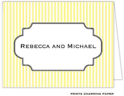 Note Cards/Stationery by Prints Charming - Yellow Pinstripe Note (Folded)