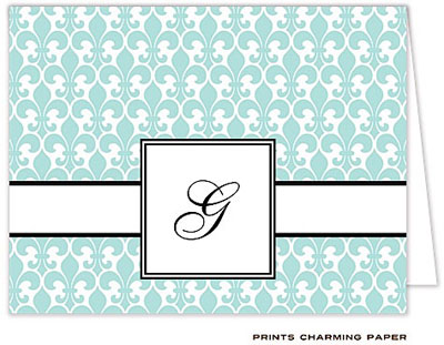 Note Cards/Stationery by Prints Charming - Aqua Fleur De Lis Note (Folded) Note Cards/Stationery by Prints Charming - Aqua Fleur De Lis Note (Folded)