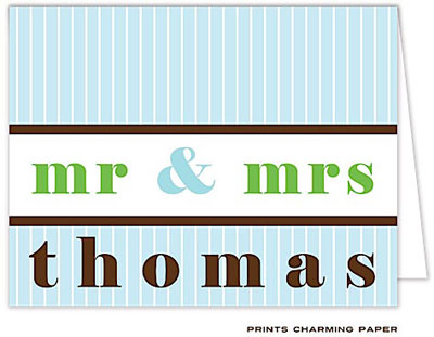Note Cards/Stationery by Prints Charming - Mr. and Mrs. Note (Folded)