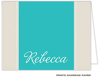 Note Cards/Stationery by Prints Charming - Turquoise and Bisque Note (Folded)