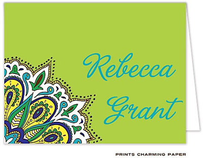 Note Cards/Stationery by Prints Charming - Lime and Turquoise Design Note (Folded) Note Cards/Stationery by Prints Charming - Lime and Turquoise Design Note (Folded)