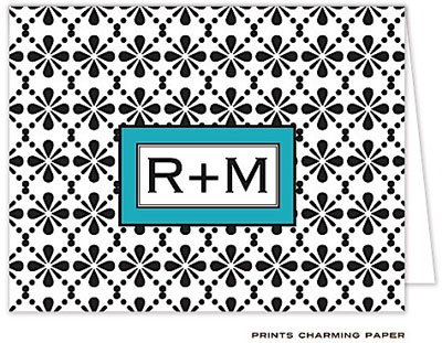 Note Cards/Stationery by Prints Charming - Black and Turquoise Initials Note (Folded) Note Cards/Stationery by Prints Charming - Black and Turquoise Initials Note (Folded)