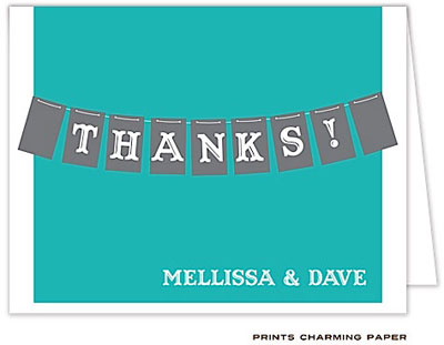Note Cards/Stationery by Prints Charming - Teal and Gray Banner Note (Folded) Note Cards/Stationery by Prints Charming - Teal and Gray Banner Note (Folded)