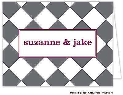 Note Cards/Stationery by Prints Charming - Silver and Plum Harlequin Note (Folded) Note Cards/Stationery by Prints Charming - Silver and Plum Harlequin Note (Folded)