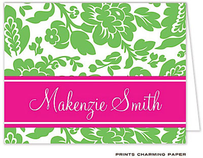 Note Cards/Stationery by Prints Charming - Pink and Green Fun Floral Note (Folded) Note Cards/Stationery by Prints Charming - Pink and Green Fun Floral Note (Folded)