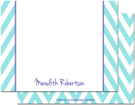 Note Cards/Stationery by Prints Charming - Turquoise Chevron (Flat)
