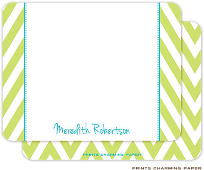 Note Cards/Stationery by Prints Charming - Lime Chevron (Flat)