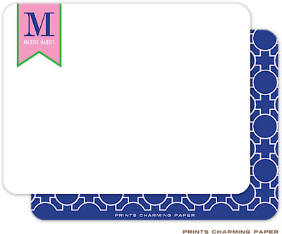 Note Cards/Stationery by Prints Charming - Stylish Green Initial Pattern (Flat)