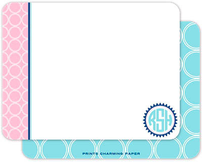 Note Cards/Stationery by Prints Charming - Pink Circle Pattern (Flat)