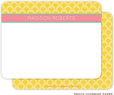 Note Cards/Stationery by Prints Charming - Yellow Stylish Scallop (Flat)