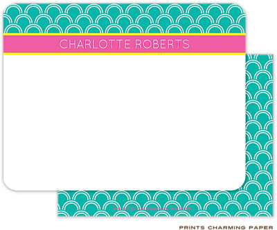 Note Cards/Stationery by Prints Charming - Teal Stylish Scallop (Flat)