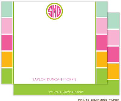 Note Cards/Stationery by Prints Charming - Fresh Summer Stripes (Flat)