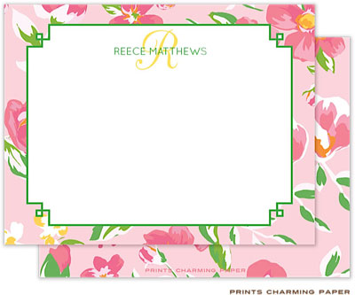 Note Cards/Stationery by Prints Charming - Beautiful Petal Pink Floral (Flat)