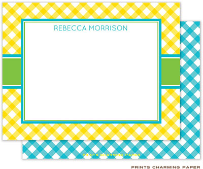 Note Cards/Stationery by Prints Charming - Yellow Gingham (Flat)