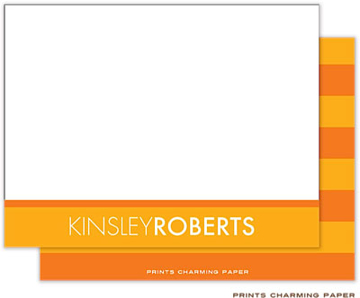 Note Cards/Stationery by Prints Charming - Modern Tangerine Tonal Stripes (Flat)