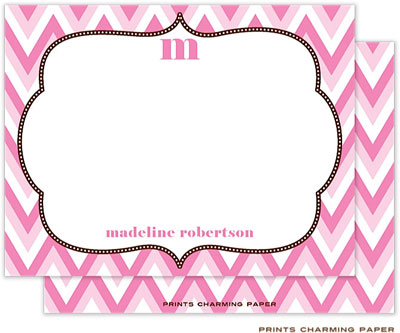 Note Cards/Stationery by Prints Charming - Pink Chevron (Flat) Note Cards/Stationery by Prints Charming - Pink Chevron (Flat)