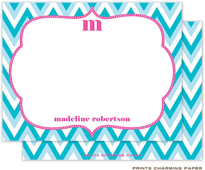 Note Cards/Stationery by Prints Charming - Turquoise Chevron (Flat) Note Cards/Stationery by Prints Charming - Turquoise Chevron (Flat)