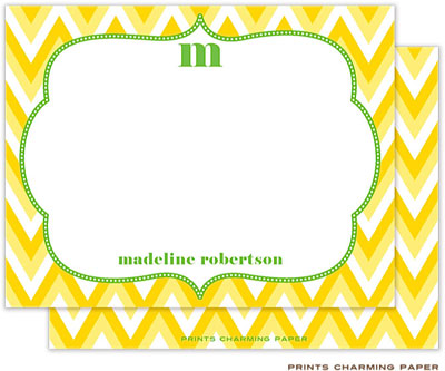Note Cards/Stationery by Prints Charming - Yellow Chevron (Flat) Note Cards/Stationery by Prints Charming - Yellow Chevron (Flat)