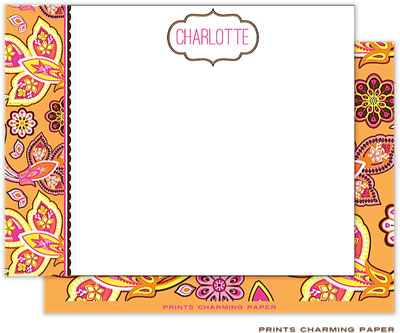 Note Cards/Stationery by Prints Charming - Orange Paisley (Flat) Note Cards/Stationery by Prints Charming - Orange Paisley (Flat)