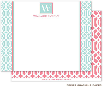 Note Cards/Stationery by Prints Charming - Mint Lattice Pattern (Flat) Note Cards/Stationery by Prints Charming - Mint Lattice Pattern (Flat)