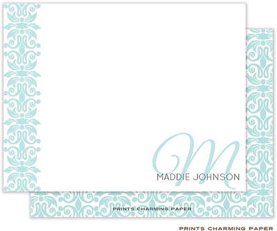 Note Cards/Stationery by Prints Charming - Aqua Classic Motif (Flat) Note Cards/Stationery by Prints Charming - Aqua Classic Motif (Flat)