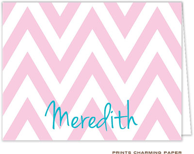 Note Cards/Stationery by Prints Charming - Pink Chevron (Folded)
