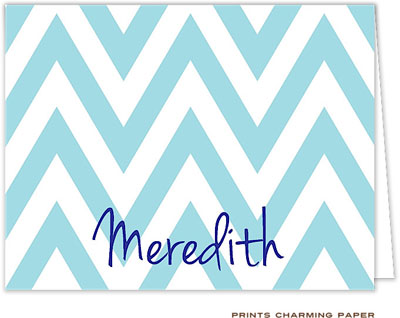Note Cards/Stationery by Prints Charming - Turquoise Chevron (Folded)