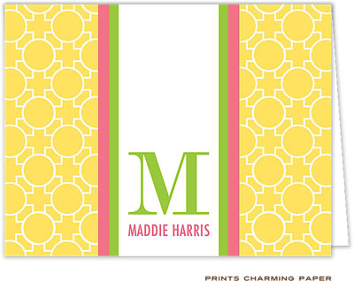 Note Cards/Stationery by Prints Charming - Stylish Yellow Initial Pattern (Folded) Note Cards/Stationery by Prints Charming - Stylish Yellow Initial Pattern (Folded)