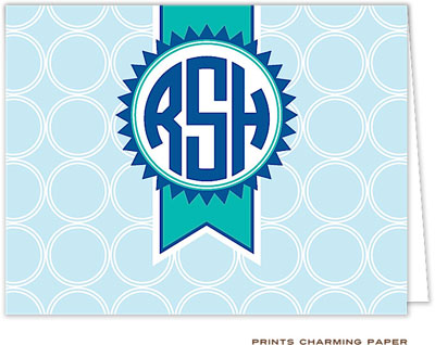 Note Cards/Stationery by Prints Charming - Blue Circle Monogram (Folded)