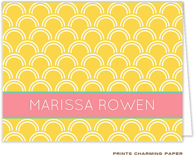 Note Cards/Stationery by Prints Charming - Yellow Stylish Scallop (Folded)