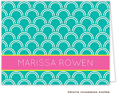 Note Cards/Stationery by Prints Charming - Teal Stylish Scallop (Folded)