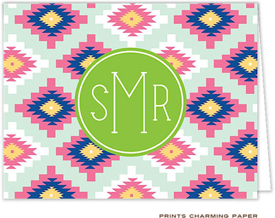 Note Cards/Stationery by Prints Charming - Mint Aztec (Folded)