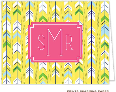 Note Cards/Stationery by Prints Charming - Yellow Arrows (Folded)