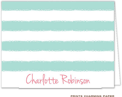 Note Cards/Stationery by Prints Charming - Mint Cabana Stripes (Folded)