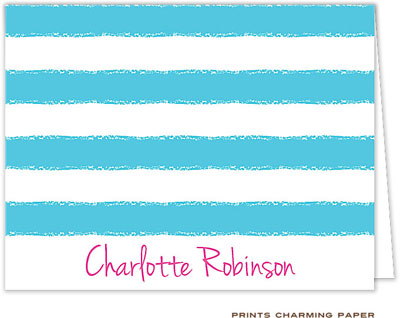 Note Cards/Stationery by Prints Charming - Turquoise Cabana Stripes (Folded) Note Cards/Stationery by Prints Charming - Turquoise Cabana Stripes (Folded)