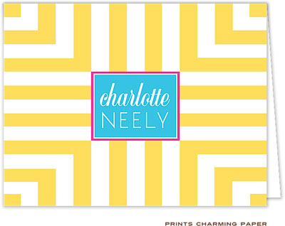 Note Cards/Stationery by Prints Charming - Yellow Frame Stripes (Folded)
