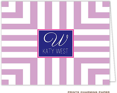 Note Cards/Stationery by Prints Charming - Purple Frame Stripes (Folded) Note Cards/Stationery by Prints Charming - Purple Frame Stripes (Folded)