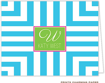 Note Cards/Stationery by Prints Charming - Blue Frame Stripes (Folded) Note Cards/Stationery by Prints Charming - Blue Frame Stripes (Folded)