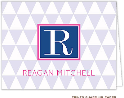 Note Cards/Stationery by Prints Charming - Purple Triangle Pattern (Folded)