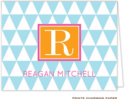 Note Cards/Stationery by Prints Charming - Blue Triangle Pattern (Folded)