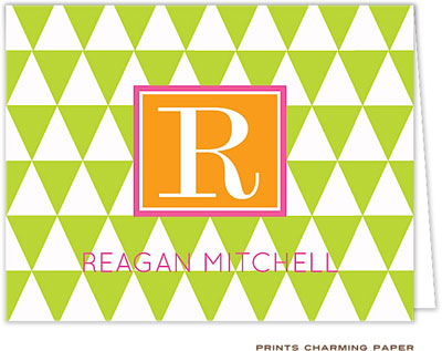 Note Cards/Stationery by Prints Charming - Lime Triangle Pattern (Folded)